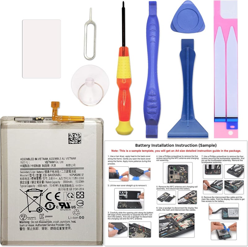 MAXSHARKS New Upgraded Battery for Galaxy A20/A30 A50, EB-BA505ABU Replacement Battery Compatible with Samsung Galaxy A20/A30/A50, with Repair Tools & Instruction - Image 1